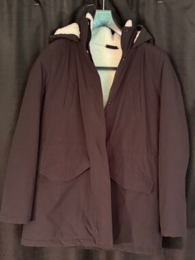 32 Degrees Women's Hooded Puffer Coat in Black with Sherpa Lining